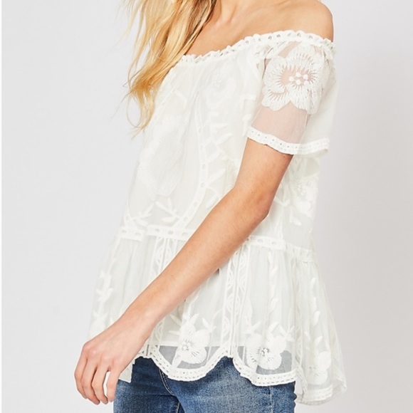 NWT  Entro | Lace Off-The-Shoulder Top | Medium - Picture 2 of 10